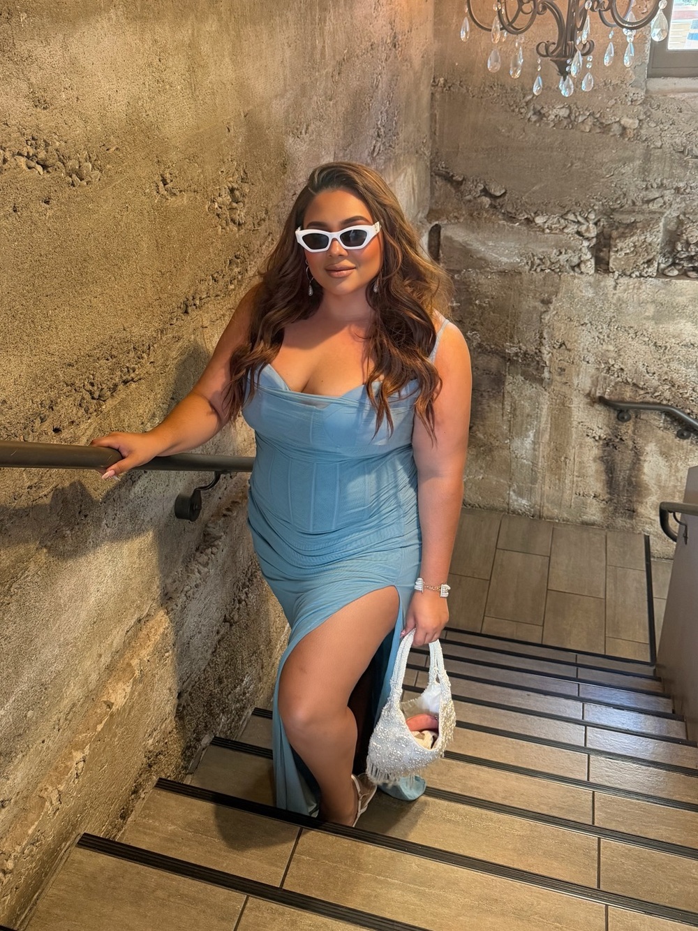 Blue Mesh Corset Dress